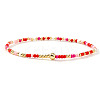 Bohemian Glass Seed Bead & Brass Beads Stretch Bracelets for Women DR1565-14-1
