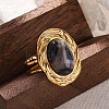 Oval Natural Banded Agate Finger Rings RJEW-M063-01G-14-1