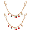 2Pcs Alloy FireBrick Enamel Fruit Charm Cable Chain Purse Decorative Chains HJEW-ME00012-1