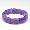 Classic Elastic Natural Gemstone Rectangle Beaded Stretch Bracelets BJEW-L333-12-1