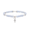 4Pcs 4 Style Natural Angelite & Lava Rock & Opalite Round Beaded Stretch Bracelets Set BJEW-JB09083-4