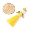 Glass Pearl Round Beaded with Polycotton Tassel Big Pendants PALLOY-MZ00611-5