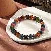 Natural Dyed & Heated Chalcedony Imitation Tourmaline Beaded Stretch Bracelets for Women Men BJEW-F483-03-1-2