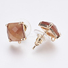 Faceted Glass Stud Earring Findings GLAA-F084-C03-2