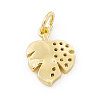Brass Micro Pave Clear Cubic Zirconia Leaf Charms ZIRC-F132-48G-2
