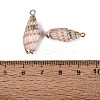 Electroplated Golden Brass Trim Natural Spiral Shell Pendants SSHEL-N042-39-3