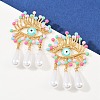 304 Stainless Steel Evil Eye with Teardrop Dangle Stud Earrings LS-EJEW-A138-07G-1