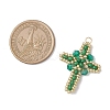 Glass Seed Beaded Cross Pendants PALLOY-MZ00826-07-2