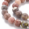 Round Natural Maible and Sesame Jasper/Kiwi Jasper Beads Strands G-S170-8mm-3