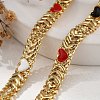 Brass Enamel Heart Links Bracelets for Women BJEW-B125-07G-3