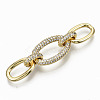 Brass Micro Pave Clear Cubic Zirconia Links Connectors KK-S061-45G-NR-1