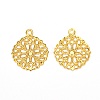 Flat Round Brass Flower Filigree Findings Charms Pendants LS-KK-O015-05G-2