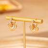 Geometric Brass Clear Cubic Zirconia Hoop Earrings KY8607-1-1