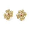 Flower Real 14K Gold Plated 304 Stainless Steel Stud Earrings EJEW-P258-36G-02-2