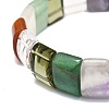 Natural Mixed Gemstone Rectangle Beaded Stretch Bracelet for Women BJEW-E379-01K-3