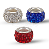 120Pcs 3 Colors Polymer Clay Rhinestone European Large Hole Beads with Silver Color Plated Brass Cores FPDL-LT0001-01A-6