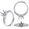 4Pcs Brass Micro Pave Cubic Zirconia Adjustable Rings Settings KK-BBC0023-81-7