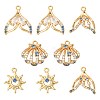 8Pcs 4 Styles Brass Micro Pave Cubic Zirconia Pendants KK-FS0001-96-1