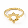 Ion Plating(IP) 304 Stainless Steel Star of David Adjustable Ring for Women RJEW-B027-13G-2