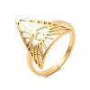 Ion Plating(IP) 304 Stainless Steel Triangle with Horse Eye Adjustable Ring for Women X-RJEW-M149-10G-3