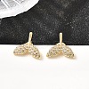 Fishtail Brass Micro Pave Clear Cubic Zirconia Stud Earrings EJEW-A135-15G-1