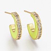 Brass Micro Pave Clear Cubic Zirconia Half Hoop Earrings EJEW-L231-64D-1