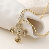Brass Micro Pave Clear Cubic Zirconia Cross Pendant Necklaces for Women NJEW-K298-02B-G-1