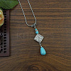 Exotic Ethnic Style Miao Silver & Synthetic Turquoise Drop Pendant Necklaces NL3465-4-1