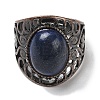 Natural Lapis Lazuli Oval Adjustable Rings RJEW-K271-06R-23-3