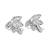 Non-Tarnish 304 Stainless Steel Leaf Stud Earrings for Women EJEW-F300-13P-1