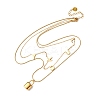 304 Stainless Steel Luck Lock Pendant Double Layer Necklaces for Women NJEW-F346-08G-4