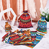 12Pcs 12 Styles Bohemian Rectangle Geometric Print Linenette Drawstring Bags ABAG-NB0001-89-5