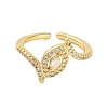 Brass Pave Cubic Zirconia Cuff Rings RJEW-U012-04G-05-2