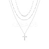 3Pcs Brass Paperclip Chain 3 Layer Pendant Necklaces for Women WGF7A64-06-2