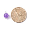 Dyed Natural White Jade Round Charms PALLOY-JF01147-02-5