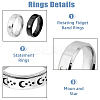 6Pcs 6 Styles Sun & Moon & Star 304 & 201 Stainless Steel Band Rings Set RJEW-FI0001-09-4