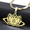 201 Stainless Steel Chakra Lotus Flower Hollow Pendant Necklaces NJEW-K283-29G-1