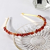 Wire Wrapped Natural Red Agate Chip Hair Bands PW-WG27230-09-1