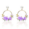 Ring with Flower Alloy & Rhinestone & Polymer Clay Stud Dangle Earrings FS-WGDD86E-03-1