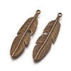 Tibetan Style Alloy Feather Big Pendants LS-TIBEP-A12720-AB-NR-2