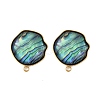 304 Stainless Steel Pave Natural Paua Shell Stud Earring Findings X-STAS-Z125-03G-1
