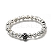 3Pcs 3 Colors Halloween Dyed & Electroplated Natural Lava Rock Round Beads Stretch Bracelets for Men BJEW-JB12332-3