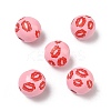 Valentine's Day Spray Painted & Printed Wood European Beads WOOD-L023-03M-1