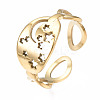 304 Stainless Steel Moon and Star Open Cuff Ring RJEW-T023-12G-3