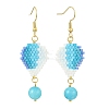304 Stainless Steel with Glass Cylinder Seed Beads Hot Air Balloon Dangle Earrings EJEW-MZ00820-3
