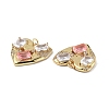 Brass Micro Pave Clear Cubic Zirconia Pendants KK-E068-VF336-3
