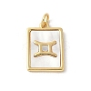 Brass Pave Natural White Shell Pendants KK-S522-09G-A-1