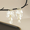 Alloy Glass Crystal Rhinestone Flower Dangle Stud Earrings EJEW-G439-01G-1