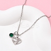 Valentine's Day 304 Stainless Steel & Green Glass Tree Heart Pendant Cable Chain Necklaces for Women NJEW-FS00014-05-2