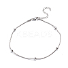 Tarnish Resistant 304 Stainless Steel Round Snake Chain Anklets AJEW-G024-13P-1